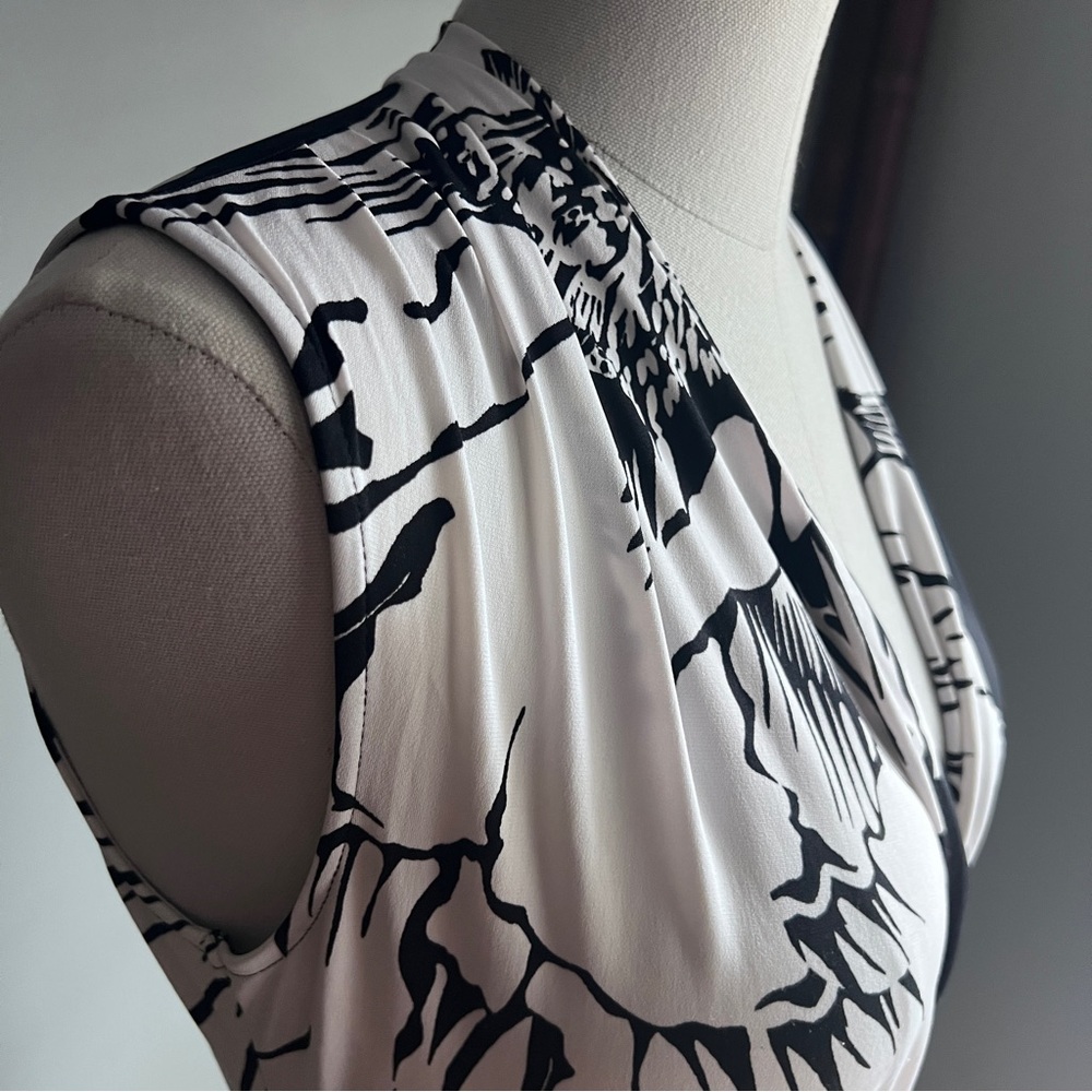 New York & Company stretch black and white floral print maxi dress size small - Picture 2 of 10